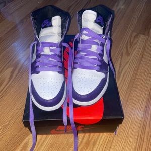 Nike Jordan 1s in court purple